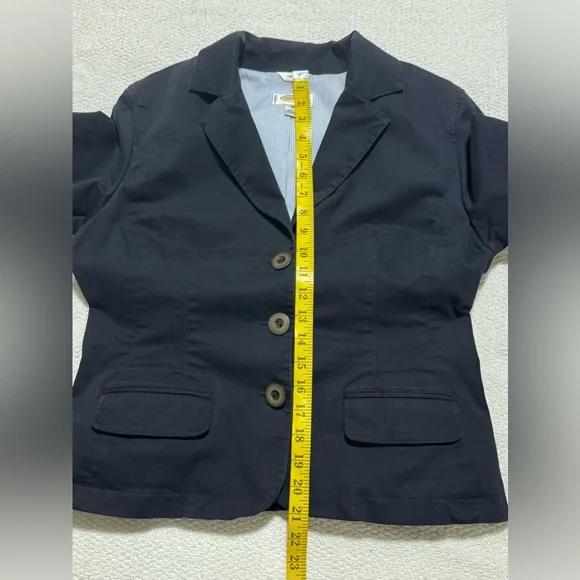 Talbots Stretch Size 10 Navy Blue Cotton Short Blazer - Picture 9 of 13